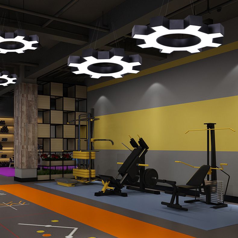 Luce a sospensione in palestra a forma di ingranaggio Acrilista Acrilista LED Apparecchi di illuminazione a soffitto