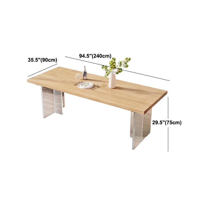 Modern Solid Wood Dinette Table Acrylic Base Dining Table for Living Room