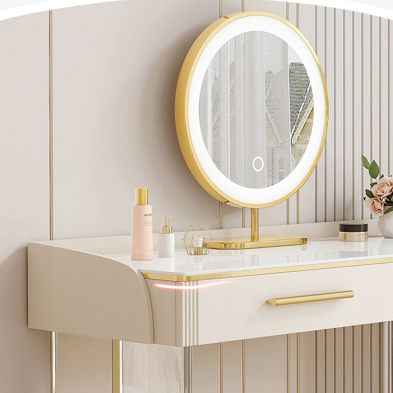 Contemporary Stone Top Dressing Table with 2 Drawers and Acrylic Base