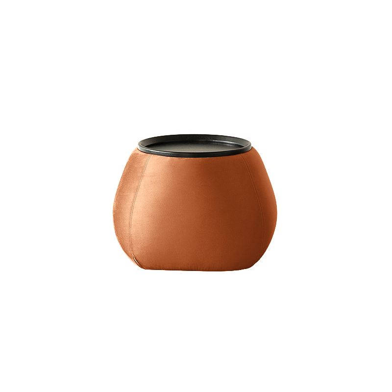Modern Green/Orange/White Wood Round Pedestal Coffee Table with Storage