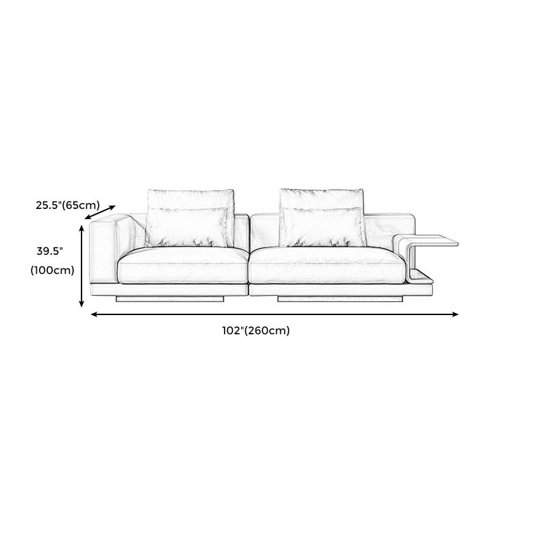 Contemporary Genuine Leather Square Arm Standard Sofa with Bolster Pillows