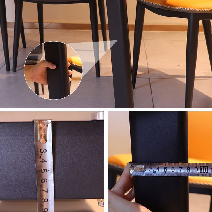 Modern Rectangle Dining Table Sintered Stone 4 Legs Table with Black Frame