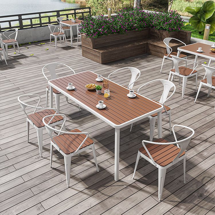 Outdoor Contemporary Coffee Table Metal Frame Rectangle  Dining Table