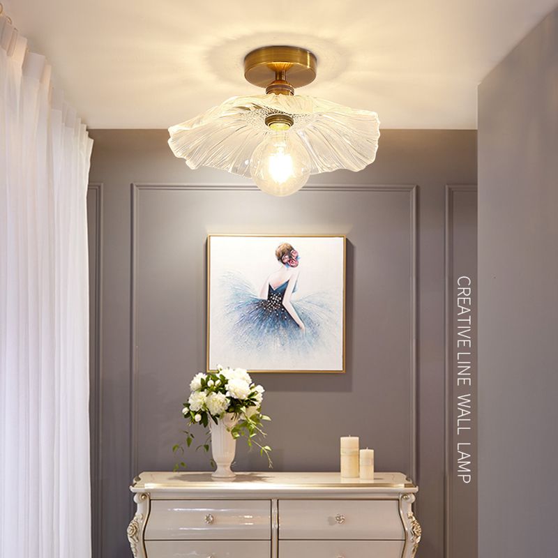 Glass Shaded Ceiling Mounted Fixture Minimalist Style Clear Ceiling Mount Light Fixture