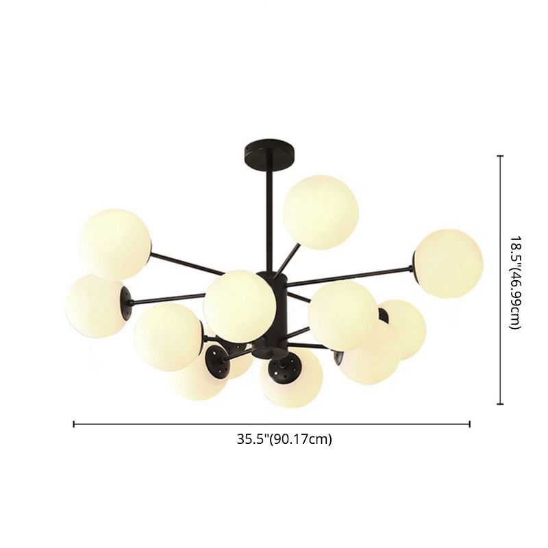 Leche de lámpara de sombra de pelota de vidrio blanco Estilo moderno Múltiples luces de la sala de estar accesorio de iluminación de la sala de estar
