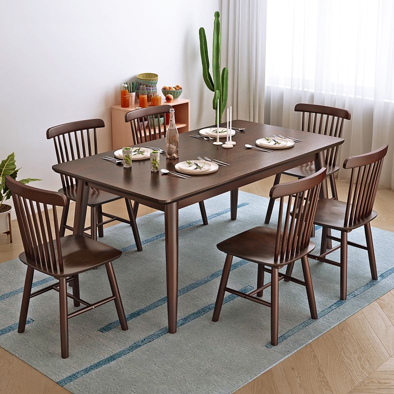 Minimalist Style Dining Table with Fixed Solid Wood Dining Table and Chairs for Home Use