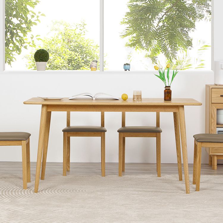 Rectangle Dining Table Solid Wood Dining Room Table in Natural