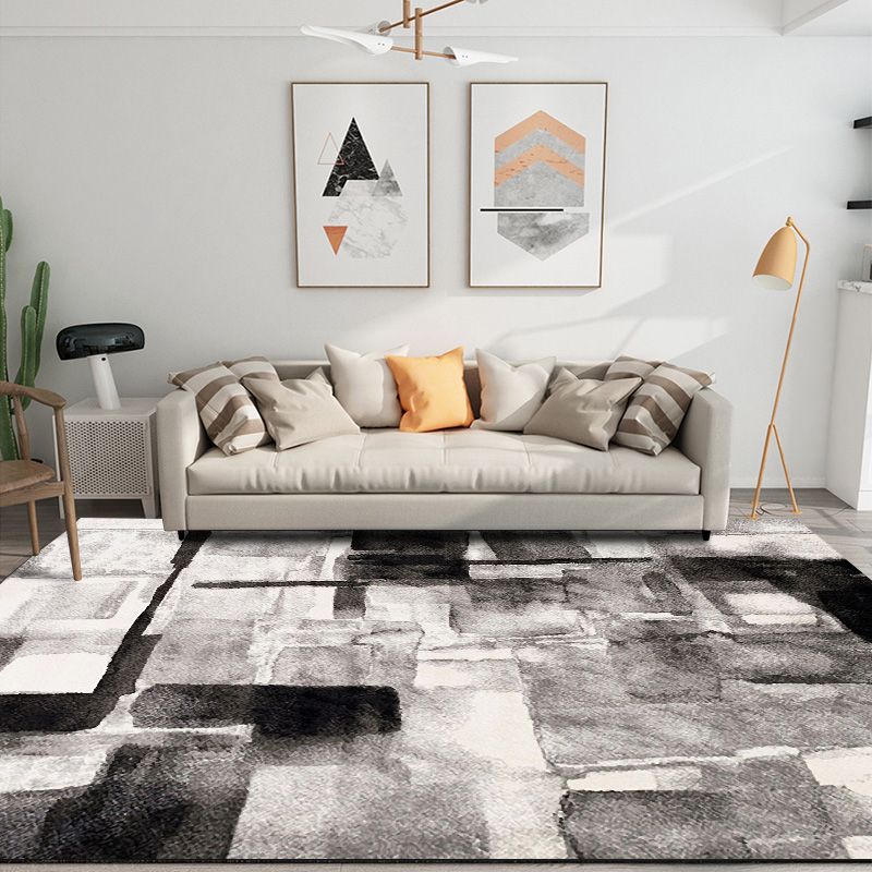 Modern Bedroom Rug Multi Color Abstract Print Area Rug Synthetics Anti-Slip Backing Machine Washable Carpet