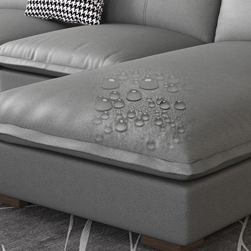 Faux Leather/Cotton Blend divano e chaise a forma di L sezionale per quattro persone