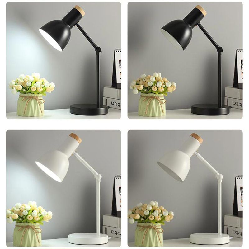 Swing Arm Table Light Macaron Iron 1 Bulb Kids Bedroom Night Lamp with Bell Shade