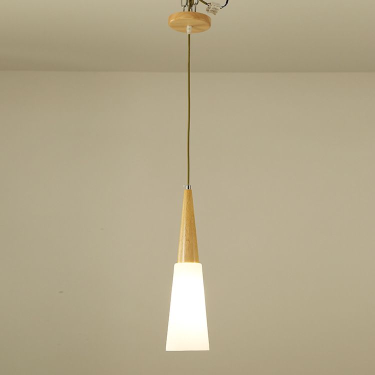 Weißes Glas und Holz anheizt leichte moderne einfache Decke Anhänger Licht für Esszimmer