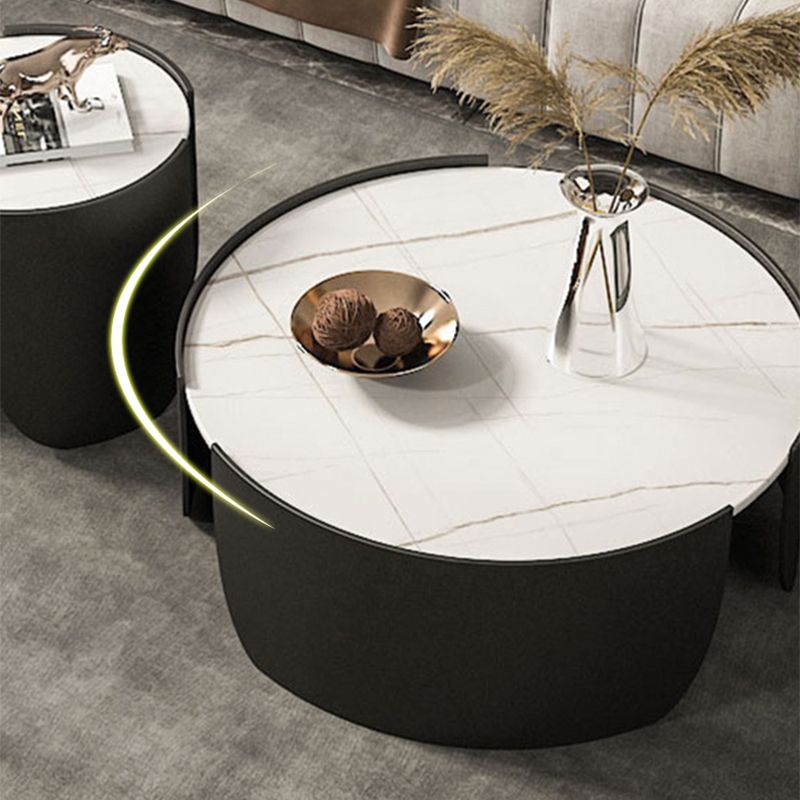 Slate Top Coffee Cocktail Table Tray Top Round Abstract Coffee or End Table