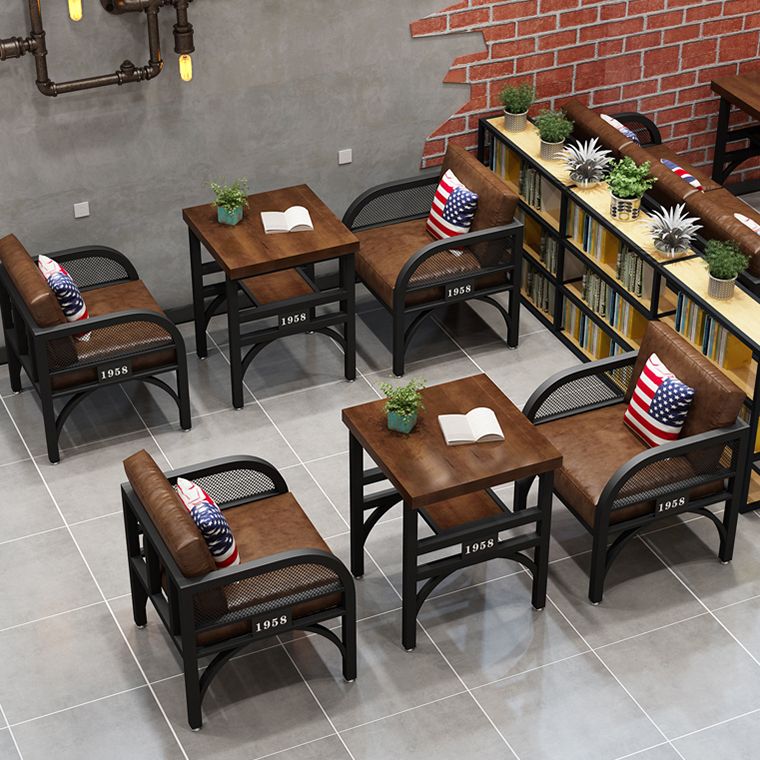 Industrial Style Solid Wood Dinner Room Kitchen Table Brown Metal Base Table for Dinning Room