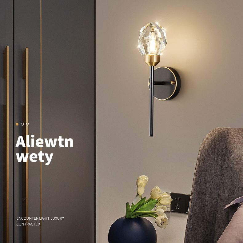 Schwarzsteinförmige Leuchtenleuchte Einfachheitstil Kristallwandhalterung Leuchte Leuchte