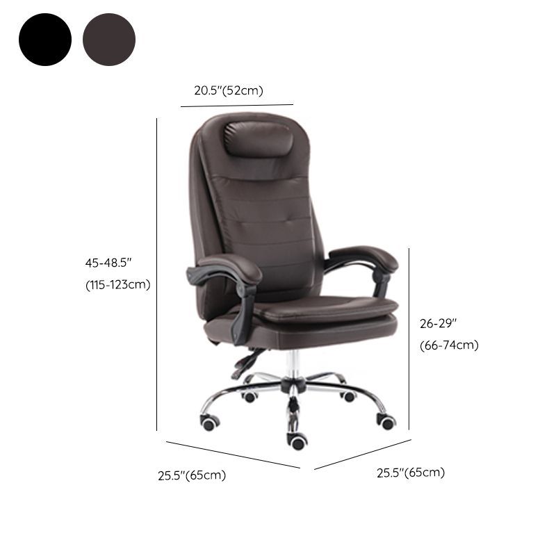 Modern Office Chair Padded Arms No Distressing Leather Ergonomic Chair with Wheels