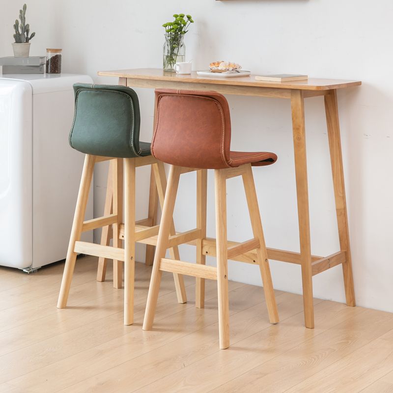 Coffee Shop Leder Barhocker Fußstütze Low -Rücken -Theke mit Holzbeinen