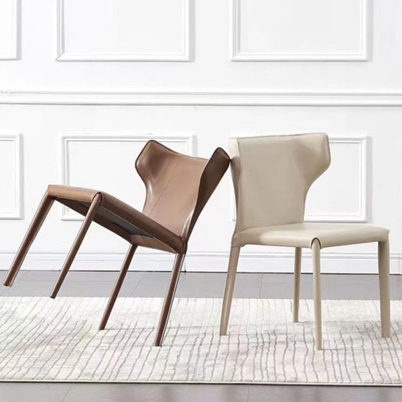 Faux Leather Dining Chair Modern Style Wingback Armless Chair