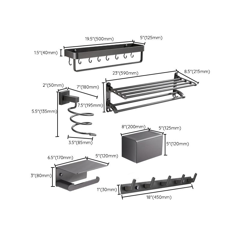 Modern Bathroom Accessories Hardware Set Grey Bathroom Hardware Set