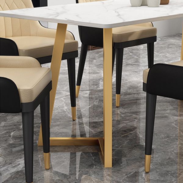 Glam Dining Table Set 1/2/7 Pcs Sintered Stone Dining Table and Upholstered Chairs