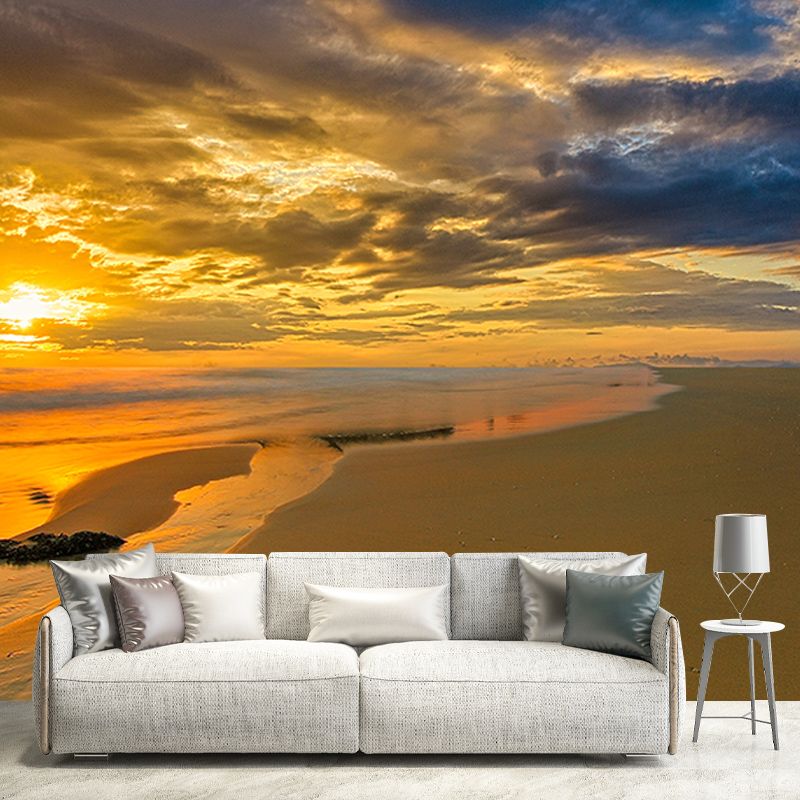 Sun Beach View Mural Stain Resistant Wall Art for Home Decor, Custom Size