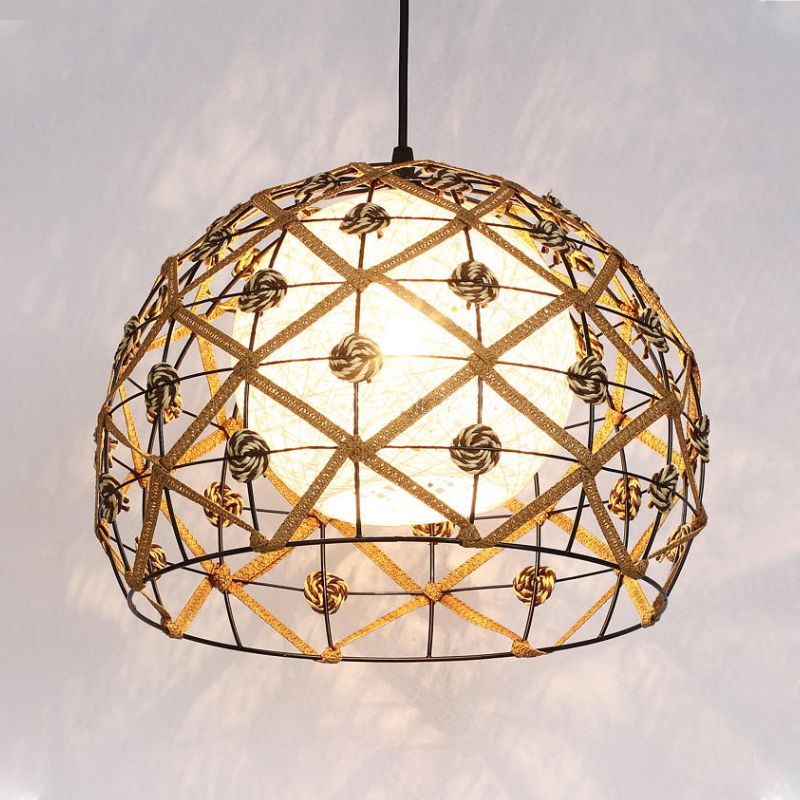 1 Bulb Tearoom Ceiling Light Asian Wood Pendant Light Fixture with Oval/Semicircle/House Bamboo Shade