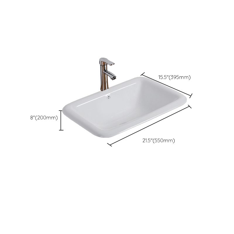 White Drop-in Bathroom Sink Porcelain Wash Stand with Shut-Off Valve