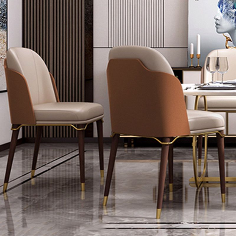 Upholstered Dining Chairs Faux Leather Chairs with Wood Base