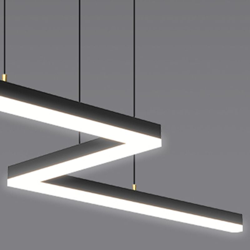 Linear Shape Island Light Modern Style Metal 1-Light Island Lighting in Black
