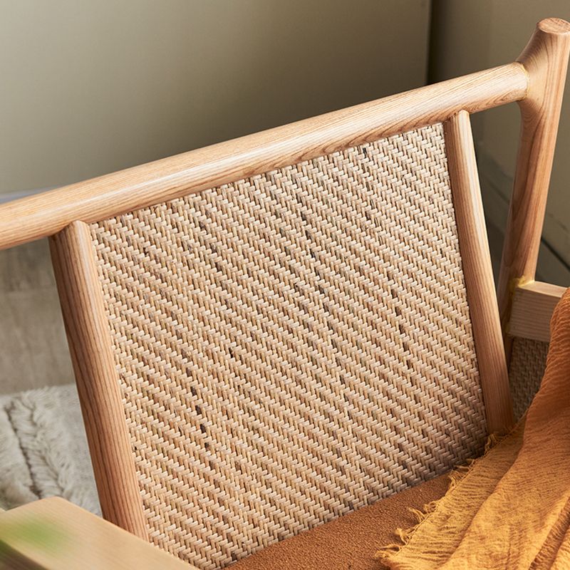 Scandinavian Solid Wood Accent Armchair with Pillow Back and 4 Legs