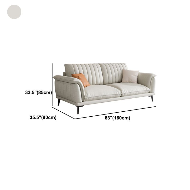 Glam Sewn Pillow Back Flared Arm Living Room Faux Leather Seating