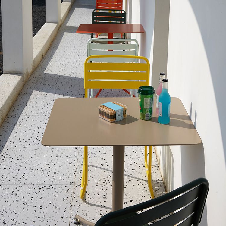 Glam Style Dining Chair Metal Ladder Back Side Chair for Patio