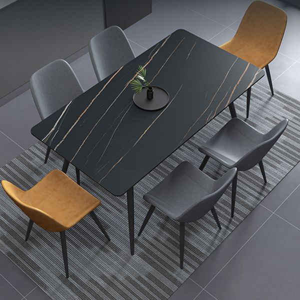 Metal Industrial Rectangle Dining Table Sintered Stone Table for Dining Room