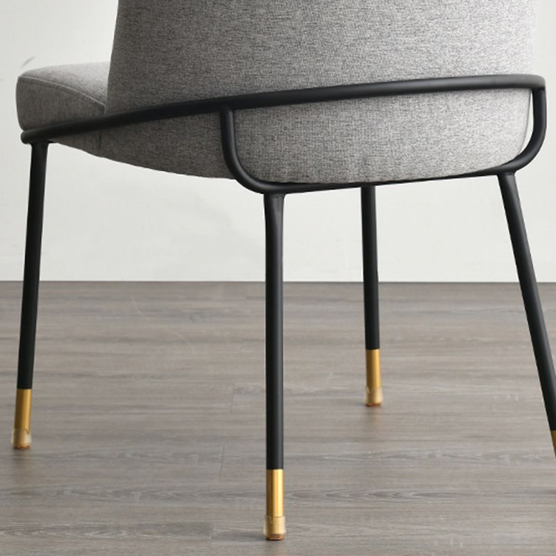 Sillas de comedor sin brazos de tela Glam, silla de comedor de metal para uso doméstico