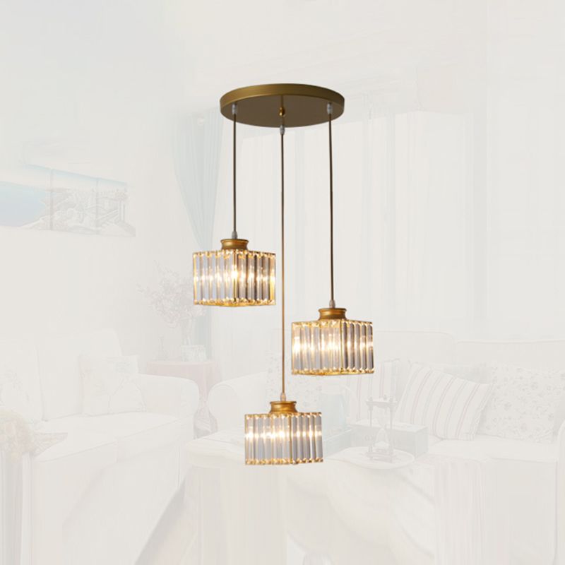 Vierkante eetkamer multi plafondlamp Minimalistisch kristal 3 koppen hangluchting