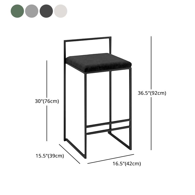 Nordic Steel Low Back Barstool Simple Indoor Tall Stool with Upholstered