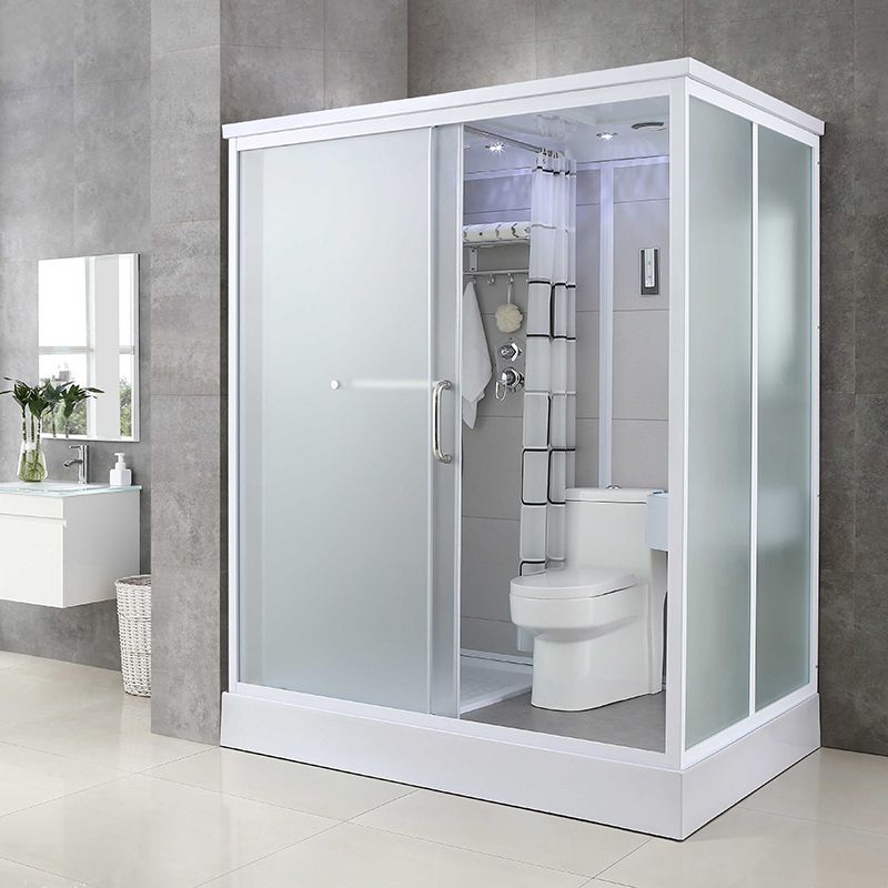 Single Sliding Rectangle Shower Kit Tempered Framed Shower Stall