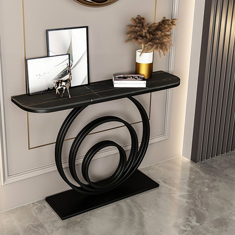 31.5-inch Tall Accent Table Stone Glam Console Table with 1 Shelf