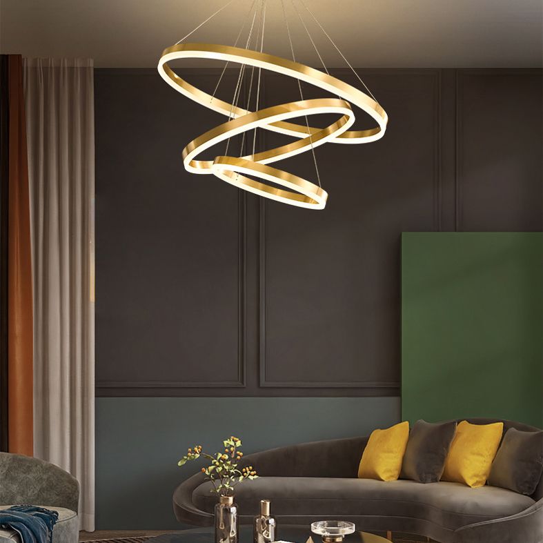 Nuevos accesorios de lámparas de lámpara de araña de oro modernas Luce de colgantes acrílico para sala de estar