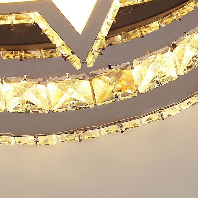 Anillo de cristal y montura de altura de estrellas Modernismo de acero inoxidable Luz de techo LED para dormitorio