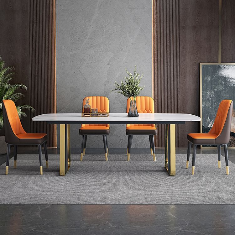 Mesa de comedor de piedra sinterizada de lujo Mesa de cocina rectangular con pedestal doble