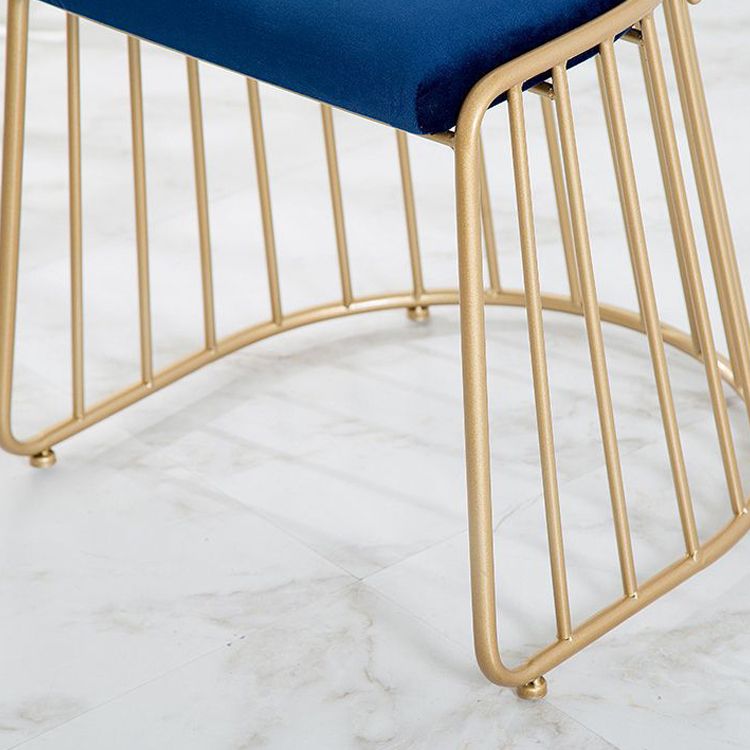 Glam Style Upholstered Bar Stools Armless Low Back Stools with Metal Base