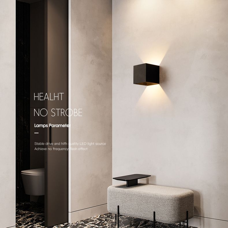 Metal Square Wall Mounted Light Fixture Modern Minimalist Style Wall Light Sconces for Living Room