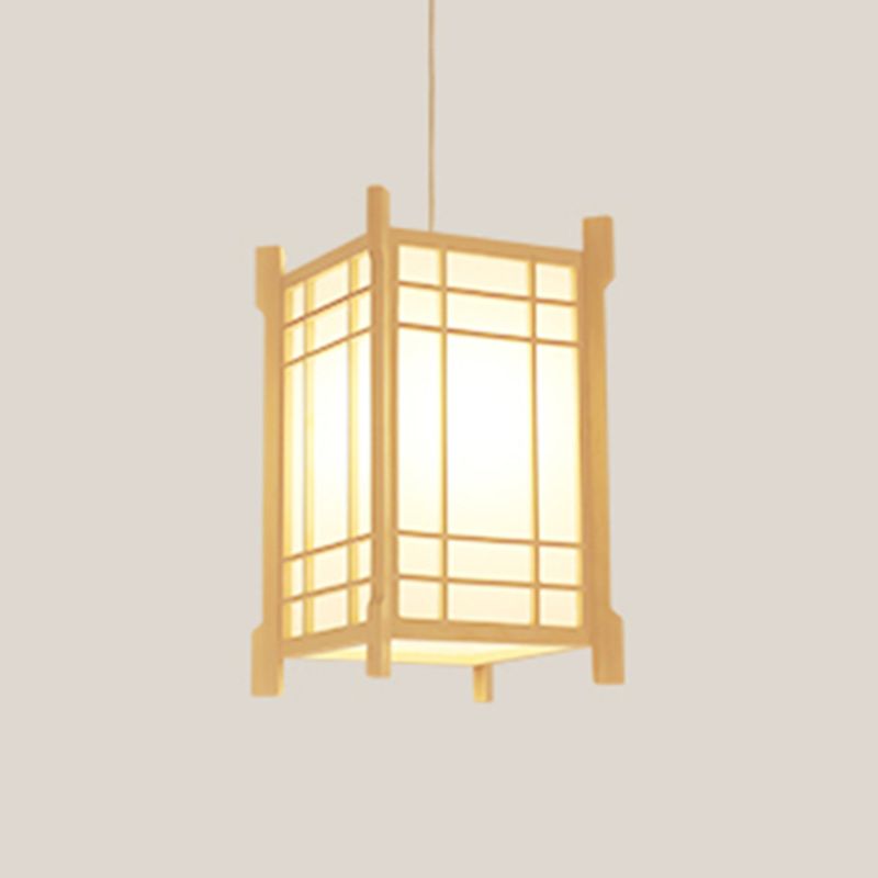 Japanische Laterne Hanglampe Holz 1 Kopf Esszimmer Suspension Licht in Beige
