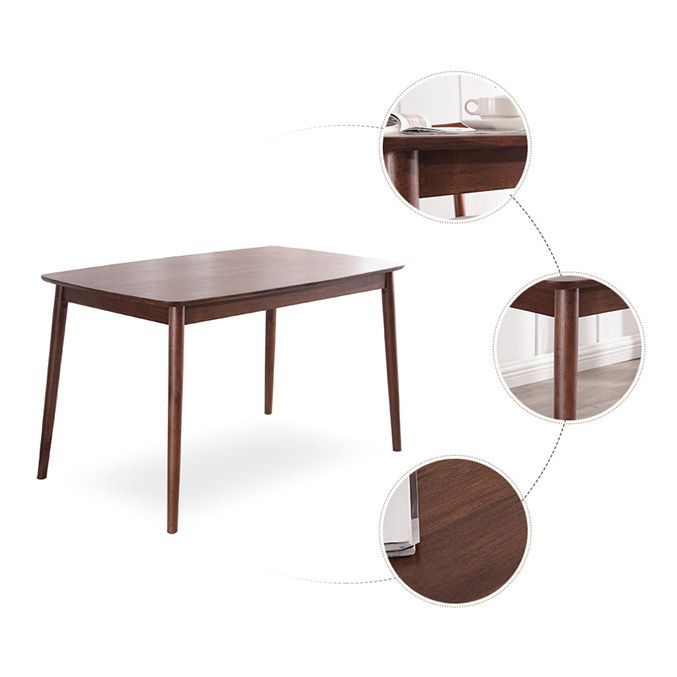 Modern Brown Furniture Set 5 Pcs Rectangle Solid Wood Dinette Table with Dining Chair