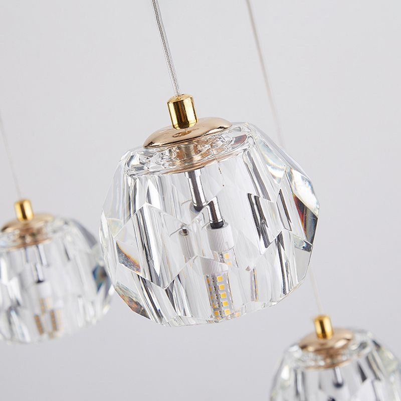 Simplicity Globe Pendant K9 Crystal Dining Room Hanging Ceiling Light in Brass