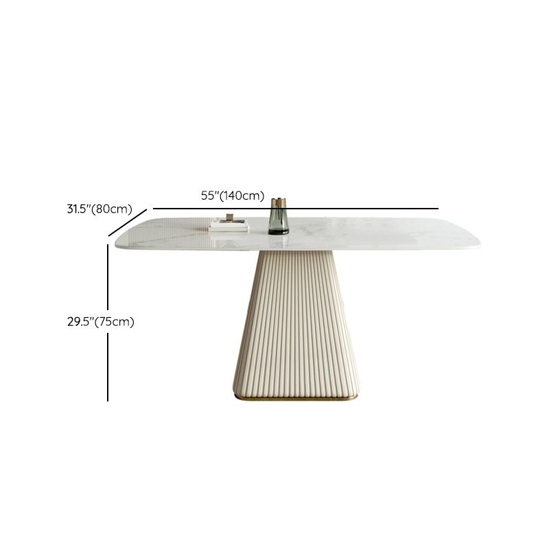 Modern Style 1/2/5/7 Pieces Dining Room Table Rectangle Stone Furniture in White