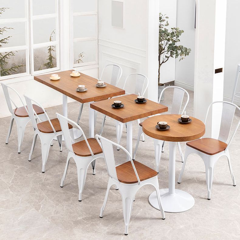 Slat Back Arm Chairs Contemporary Dining Chairs with Metal Base
