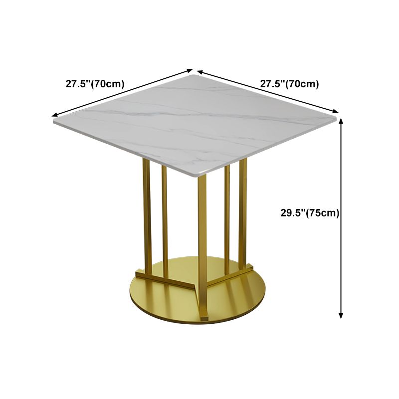Metal Base Dining Table Glam Style White Stone Top Dining Table for Living Room
