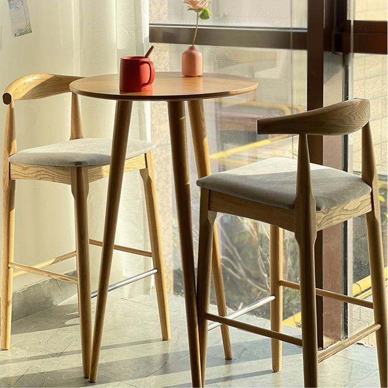 Indoor Modern Bar Dining Table Round Shape Solid Wood Bar Table