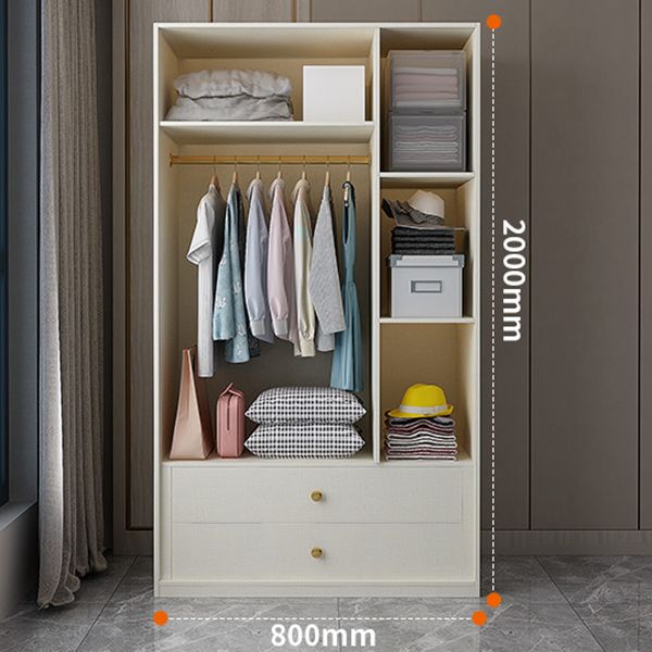 White Wooden Wardrobe Cloth Rod Included Wardrobe Closet for Home